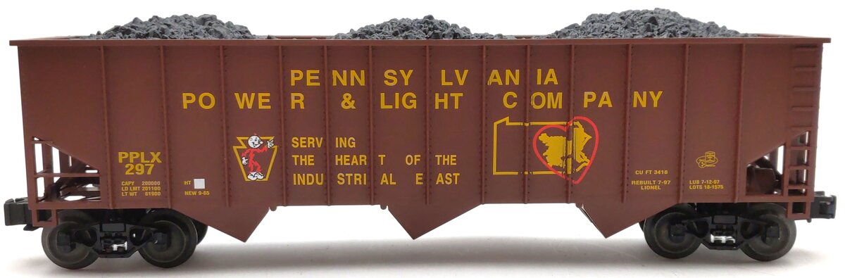 Lionel 6-16813 O LOTS 1997 Pennsylvania Power & Light Company 3-Bay Hopper #297 LN/Box