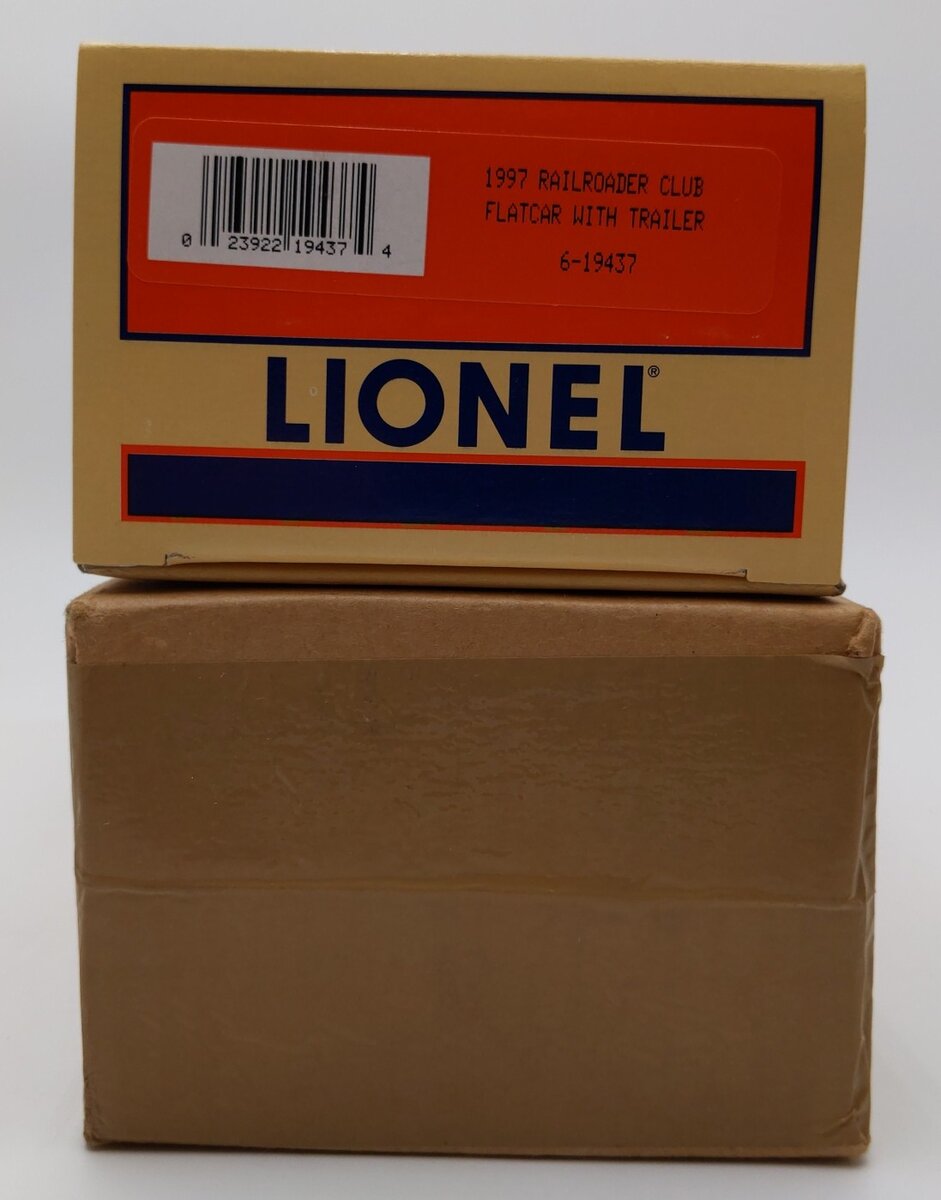 Lionel 6-19437 O Gauge Lionel Rail Roader Club Flatcar w/Inside Track Trailer LN/Box