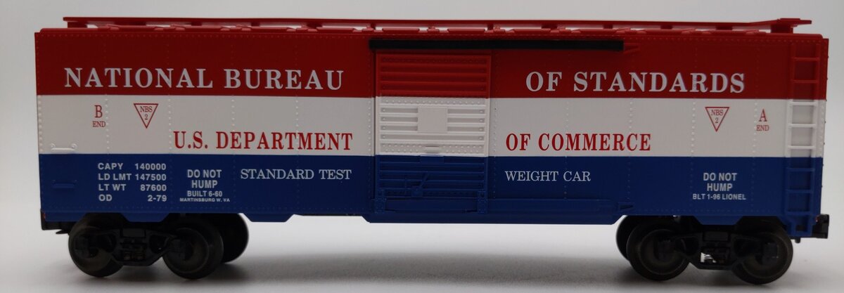 Lionel 6-52098 O Gauge TTOS-1996 U.S. Department Of Commerce Boxcar LN/Box