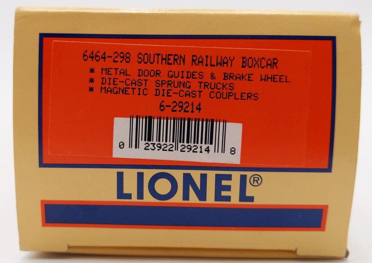 Lionel 6-29214 O Gauge Southern Railway Boxcar #6464-298 LN/Box