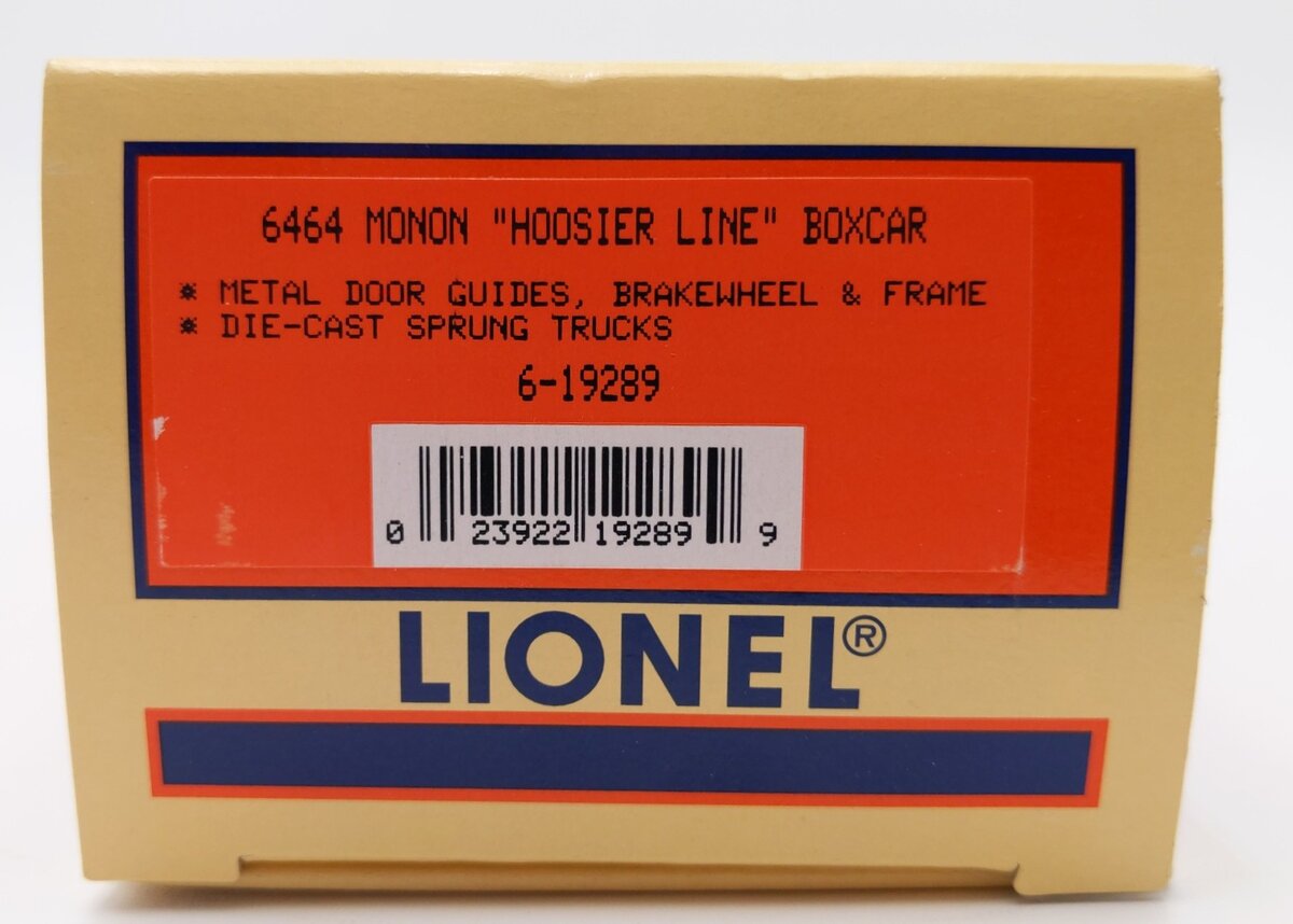 Lionel 6-19289 O Gauge Monon Hoosier Line 6464 Boxcar #6464-197 LN/Box
