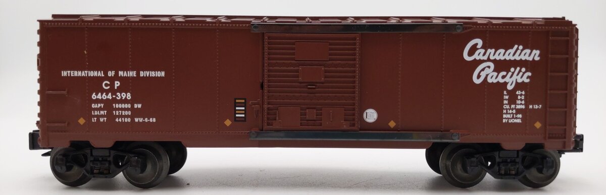 Lionel 6-29215 O Gauge Canadian Pacific Boxcar #6464-398 LN/Box