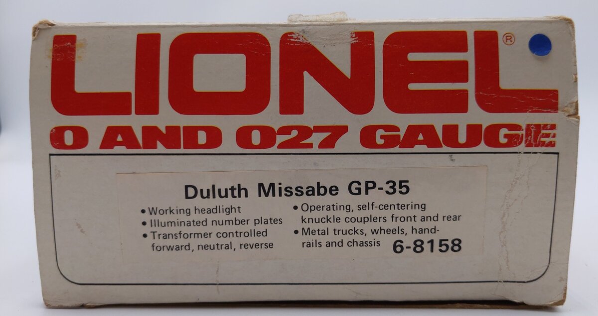 Lionel 6-8158 O Gauge Duluth Missabe GP-35 Powered Diesel Locomotive #8158 EX/Box