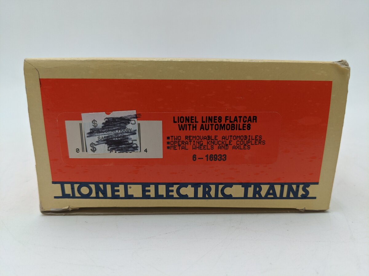 Lionel 6-16933 O Gauge Lionel Lines Flatcar with 2 Blue Automobiles EX/Box