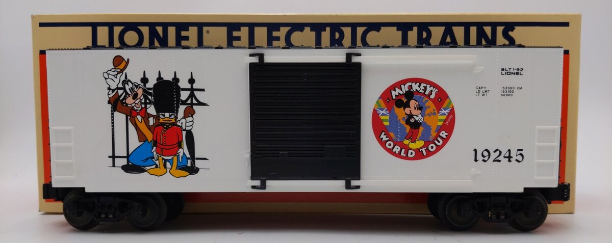 Lionel 6-19245 O Gauge Disney Mickey‘s World Tour Hi Cube Boxcar #19245 LN/Box