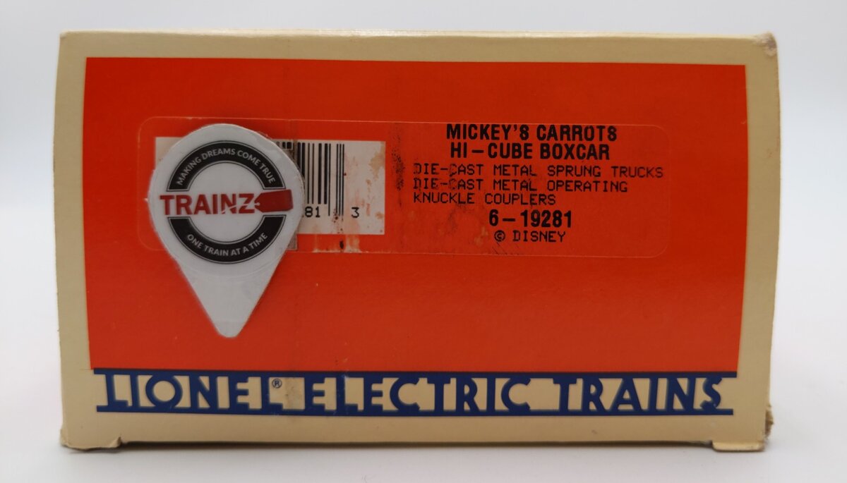 Lionel 6-19281 Mickeys Carrots Hi-Cube Boxcar LN/Box
