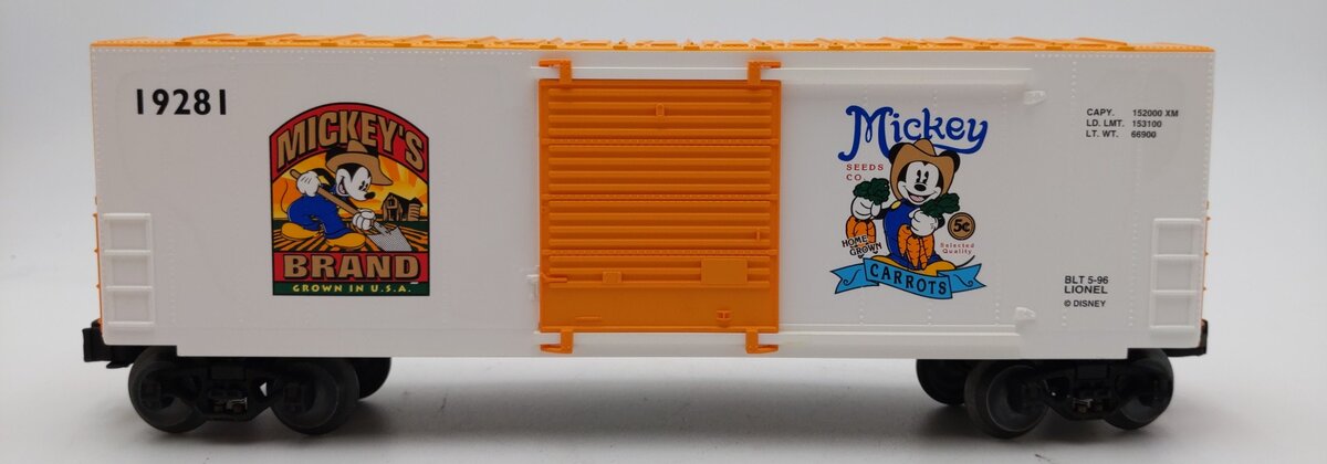 Lionel 6-19281 Mickeys Carrots Hi-Cube Boxcar LN/Box