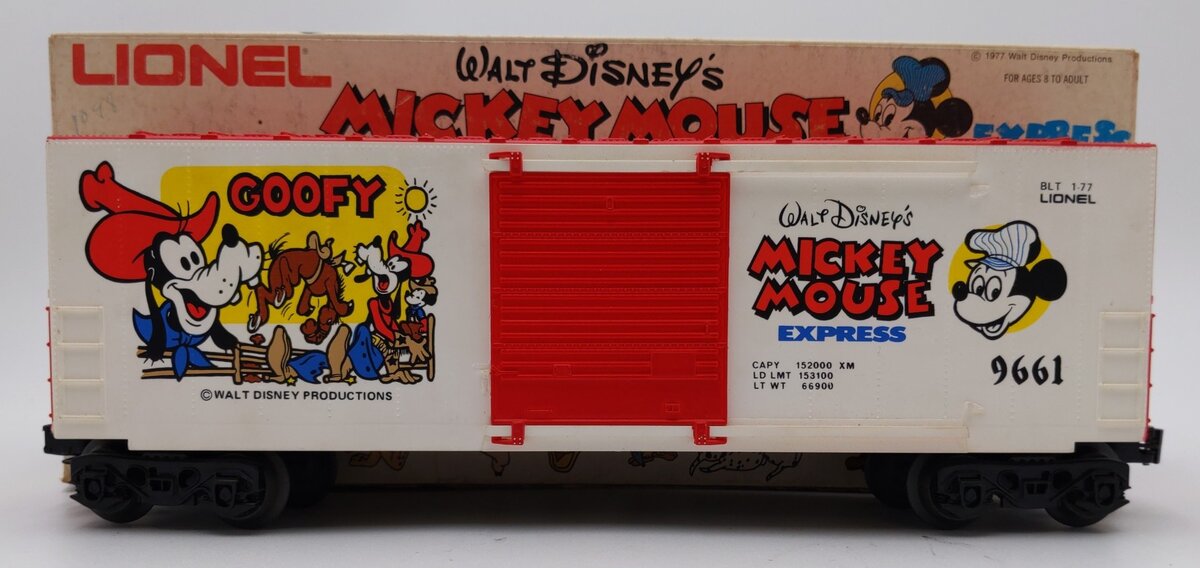 Lionel 6-9661 O Gauge Disney Goofy Hi-Cube Boxcar EX/Box