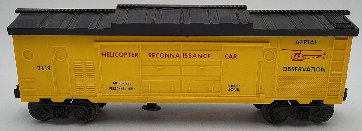 Lionel 3619 Vintage O Operating Helicopter Reconnaissance Car VG/Box