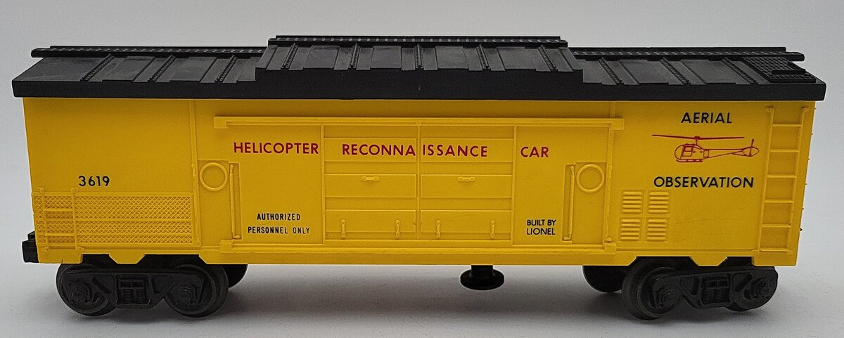 Lionel 3619 Vintage O Operating Helicopter Reconnaissance Car VG/Box