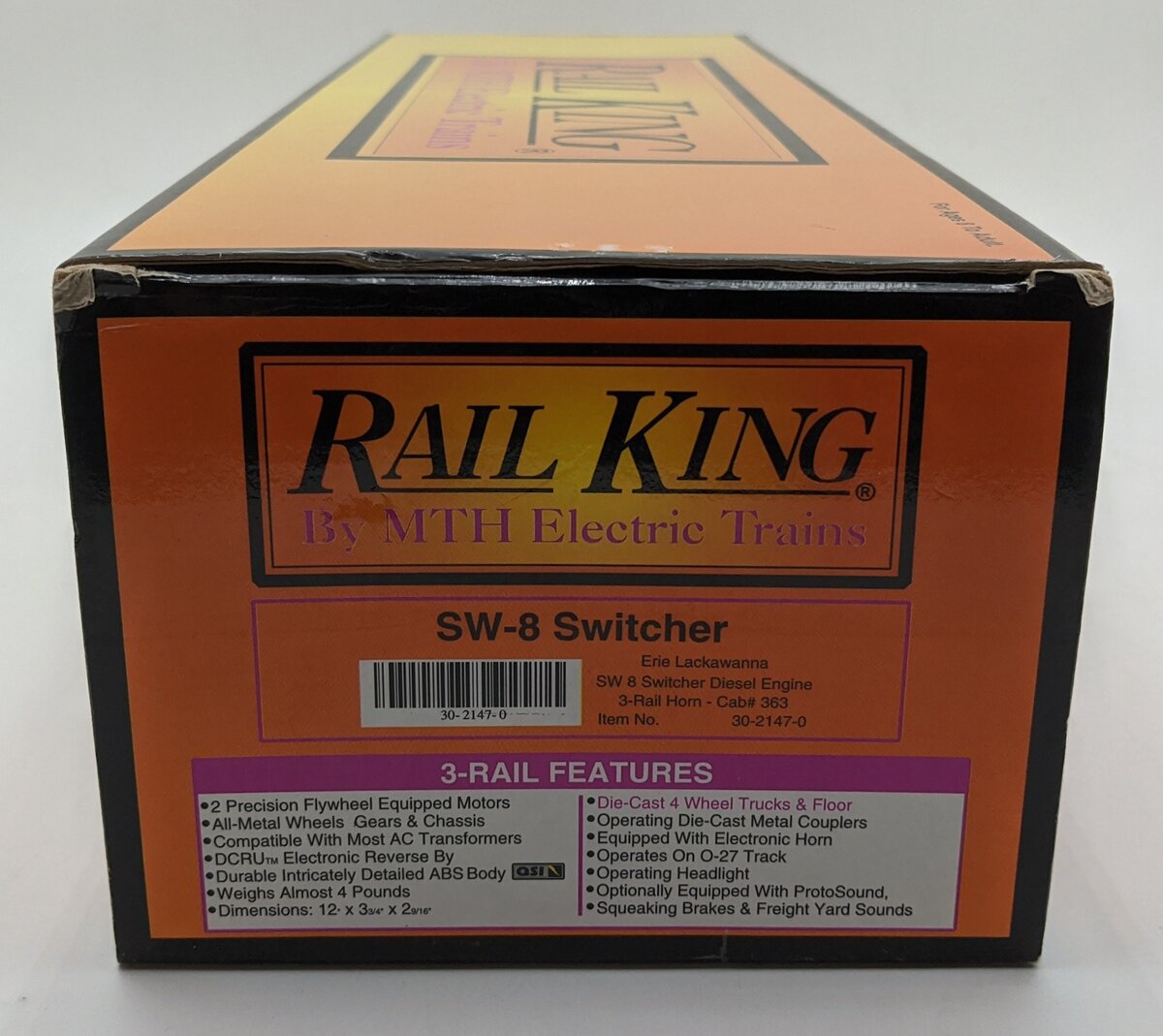 MTH 30-2147-0 O Scale Erie Lackawanna SW-8 Diesel Switcher with Horn #363 LN/Box