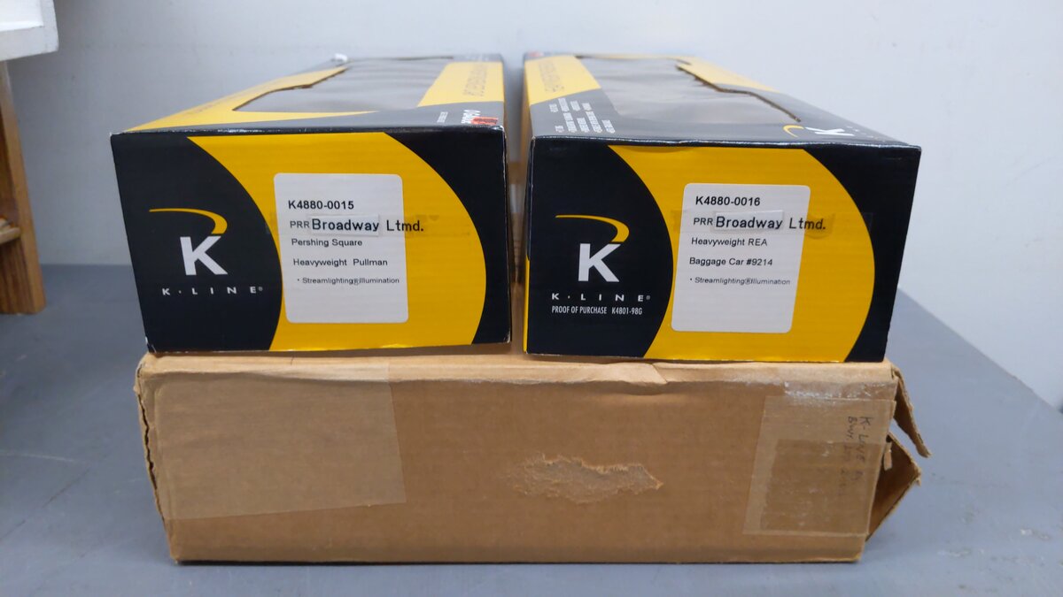 K-Line K4880E O PRR Broadway Limited 15" Heavyweight Passenger Cars (Set of 2) EX/Box