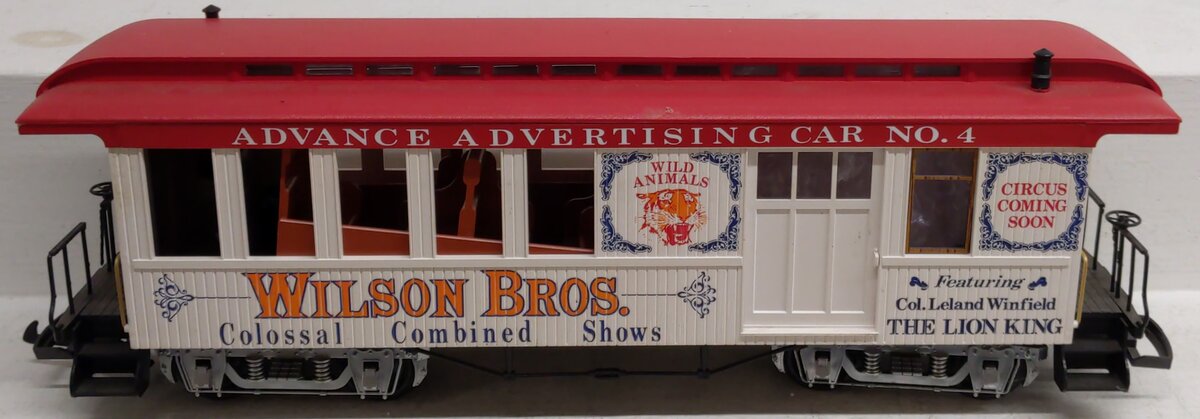 LGB 3181-DG G Scale Wilson Brothers Advanced Advertising Car #4 - Plastic Wheels EX/Box