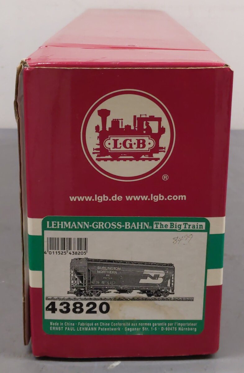 LGB 43820 Burlington Northern Covered Hopper Car (Metal Wheels) EX/Box