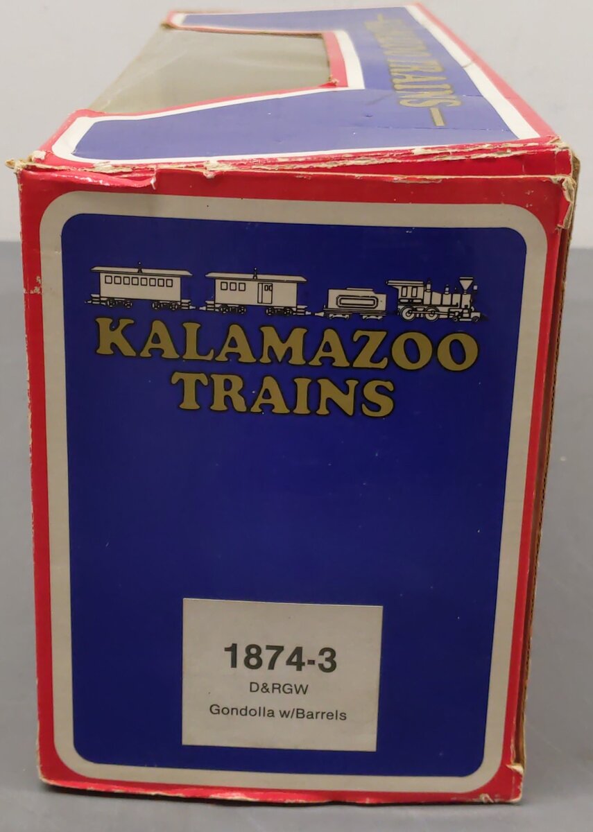 Kalamazoo 1874-3 G Scale Gondola w/ Barrels EX/Box