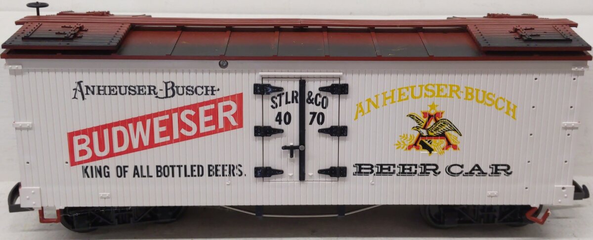 LGB 4070 G Scale Budweiser Woodside Reefer Car #4070 VG/Box