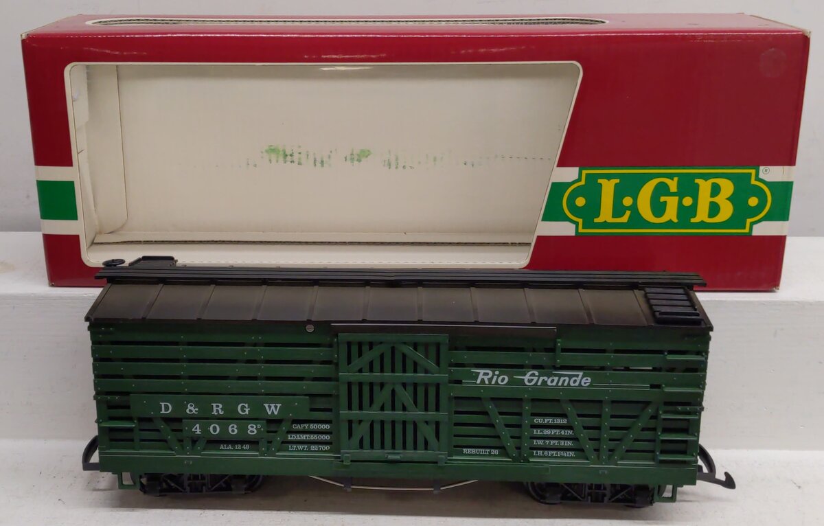 LGB 4068 G Scale Denver & Rio Grande Western Stock Car #4068 EX/Box