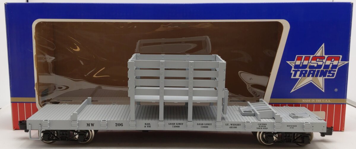 USA Trains 1810 G Maintenance of Way Flat Car w/o Load (Metal Wheels) EX/Box
