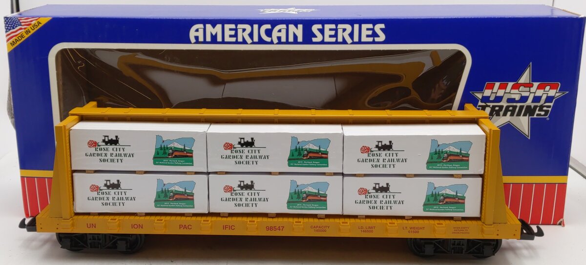 USA Trains R17405 G UP Center I-Beam Flat Cars (Yellow) w/Custom Load EX/Box