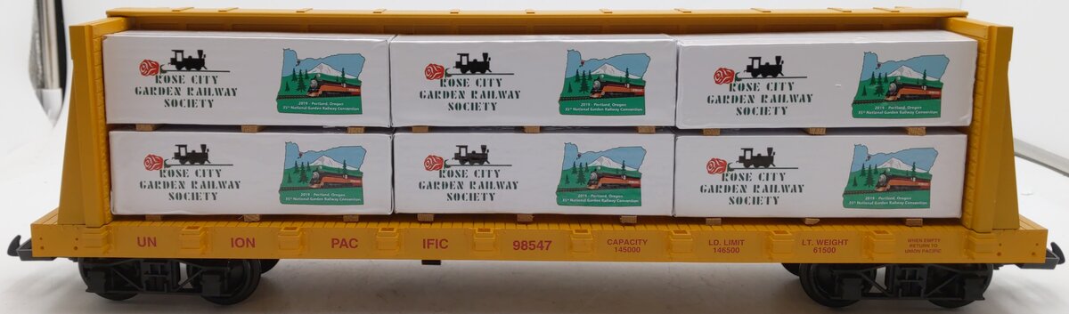 USA Trains R17405 G UP Center I-Beam Flat Cars (Yellow) w/Custom Load EX/Box