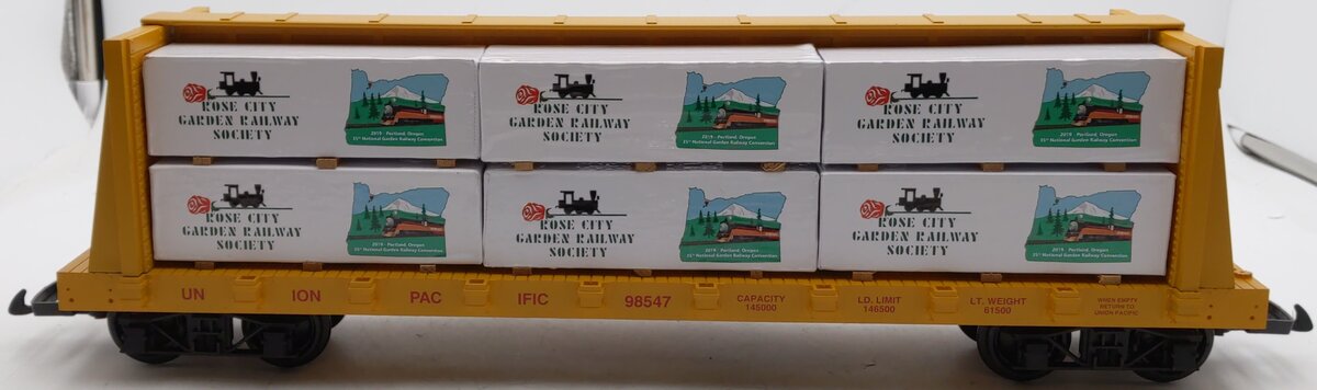 USA Trains R17405 G UP Center I-Beam Flat Cars (Yellow) w/Custom Load EX/Box
