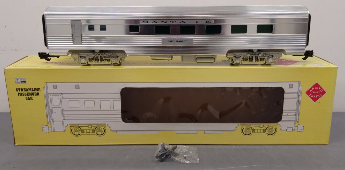 Aristo-Craft 32505 G ATSF "Fred Harvey" Streamlined Diner Car - Metal Wheels EX/Box