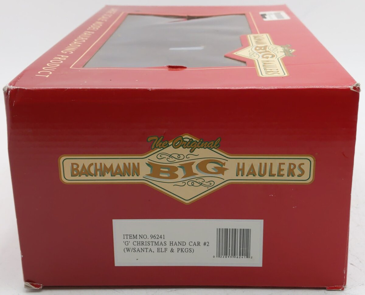 Bachmann 96241 G #2 Christmas Handcar w/Santa & Elf - Metal Wheels EX/Box