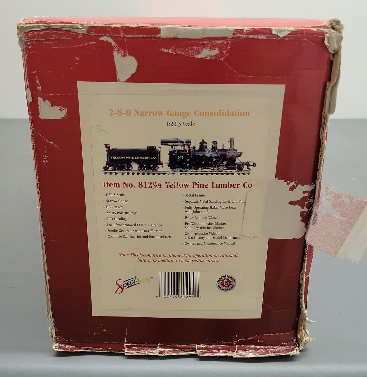 Bachmann 81294 Yellow Pine Lumber 2-8-0 Steam Locomotive & Tender EX/Box