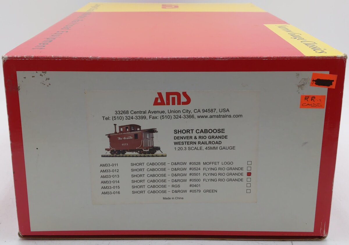 AMS AM33-0113 On3 D&RGW Short Caboose #0501 EX/Box