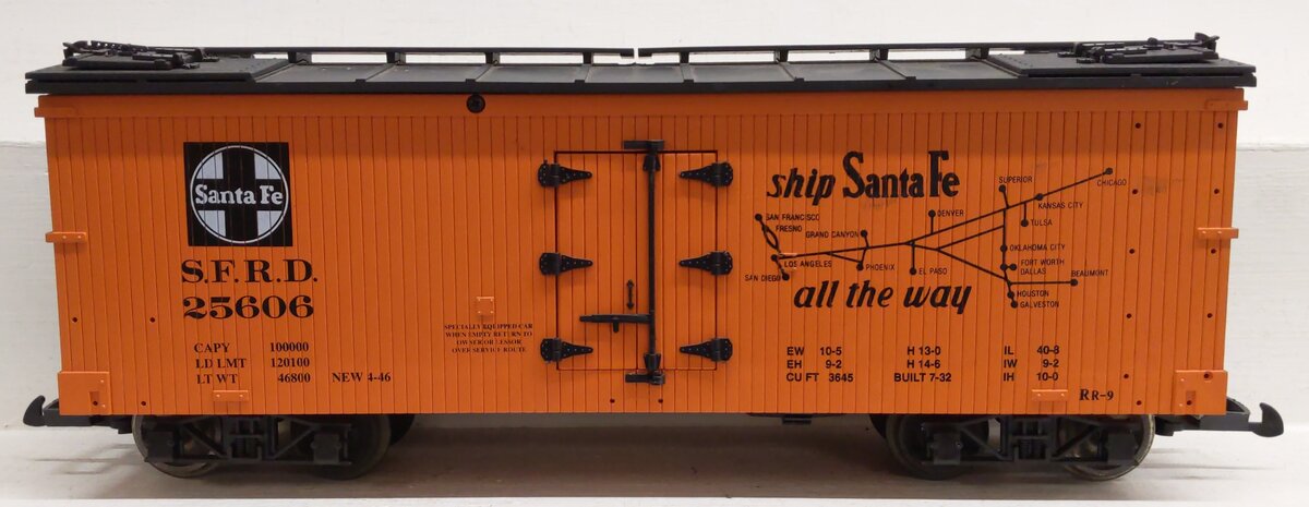 USA Trains 25606 G Santa Fe Refrigerator Despatch Woodsided Reefer Car #25606 EX/Box