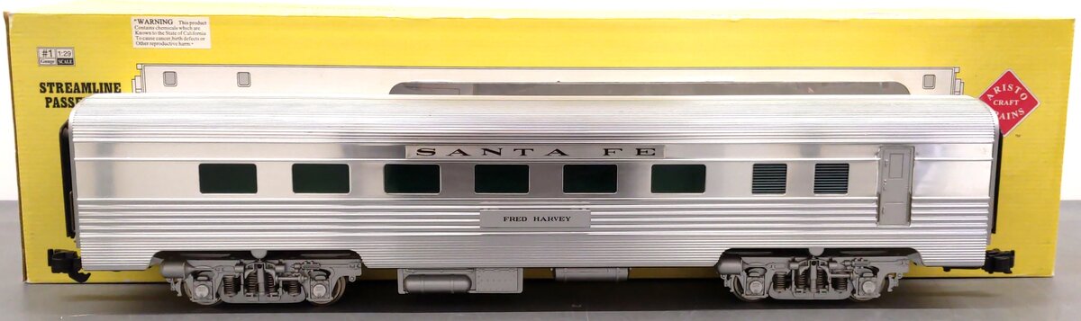 Aristo-Craft 32505 G ATSF "Fred Harvey" Streamlined Diner Car - Metal Wheels EX/Box
