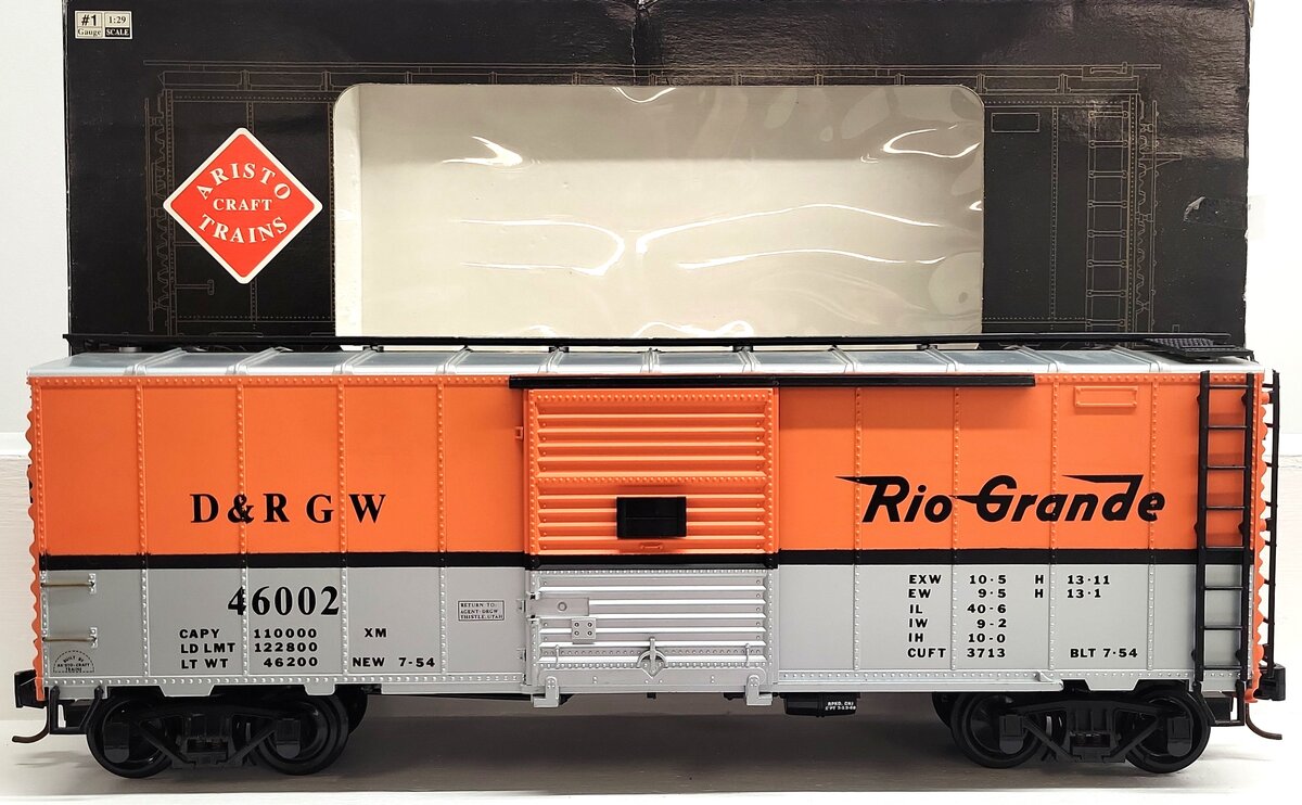 Aristo-Craft 46002 G Rio Grande Boxcar #46002 w/Plastic Wheels EX/Box