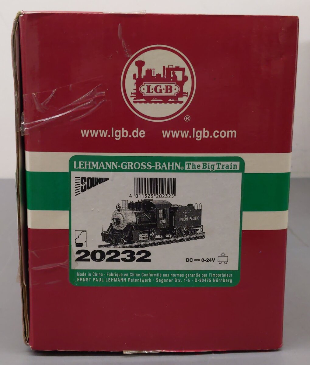 LGB 20232 G Scale Union Pacific 2-4-0 Steam Locomotive & Tender W/Sound #1218 VG/Box