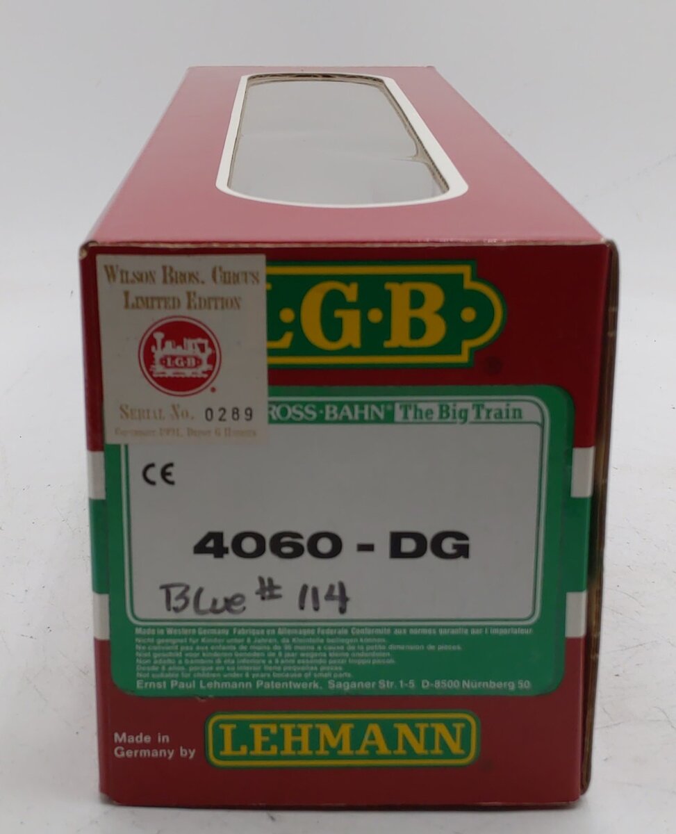 LGB 4060-DG G Scale Wilson Brothers Circus Flatcar #114 LN/Box