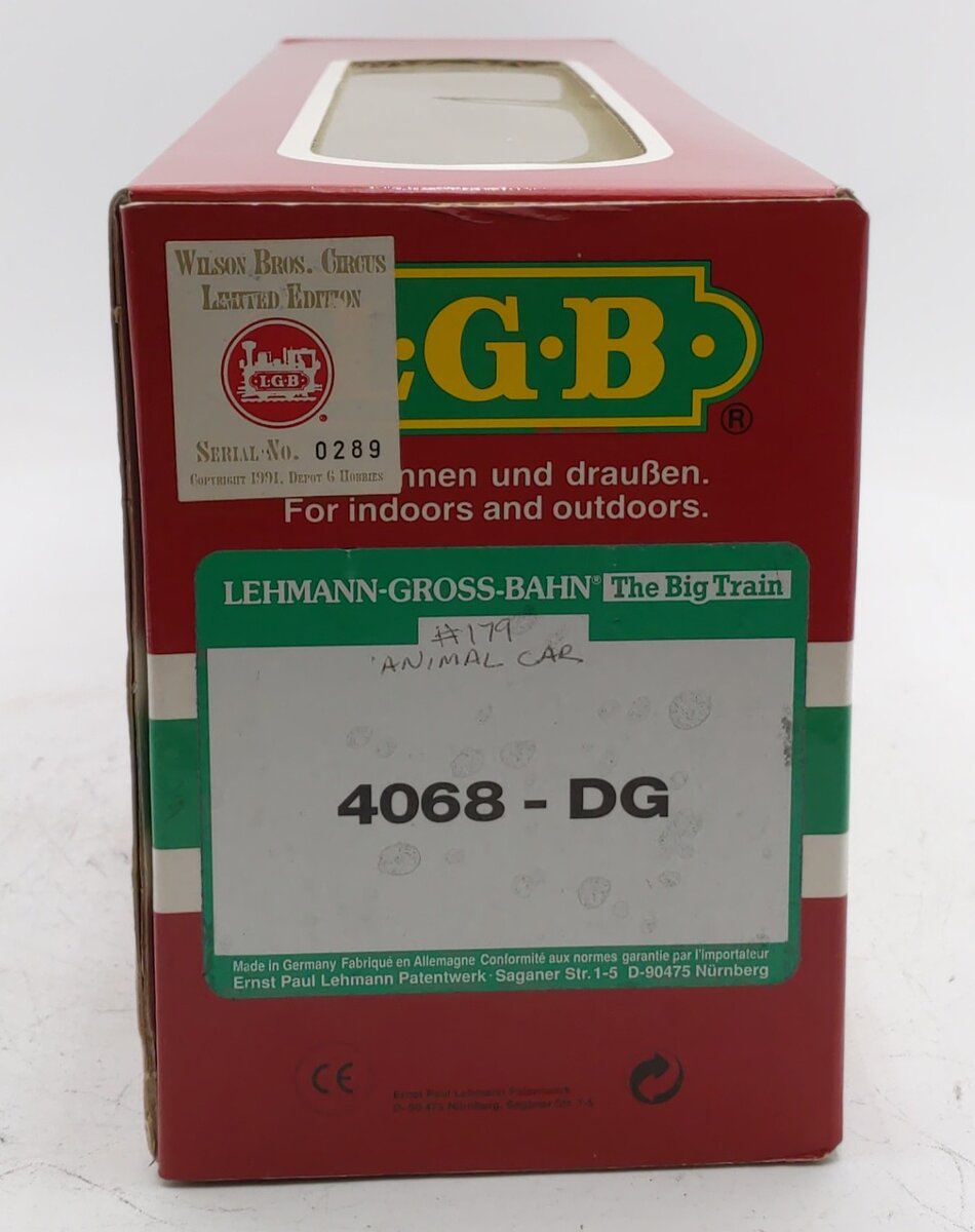 LGB 4068-DG G Scale Wilson Bros. Elephant Circus Car w/o Elephant EX/Box