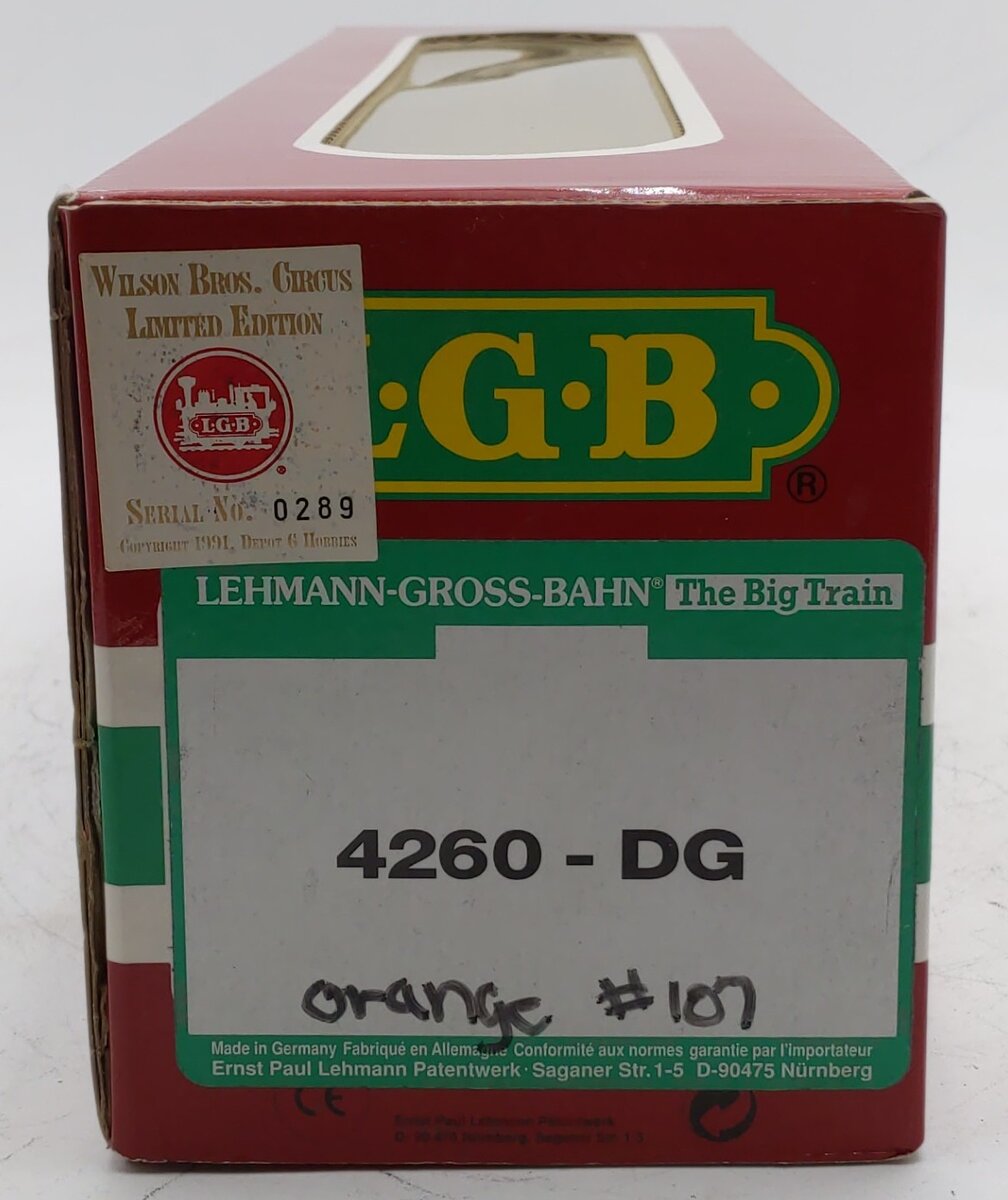 LGB 4260-DG G Scale Wilson Brothers Flatcar #107 EX/Box