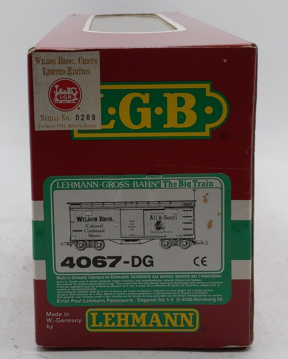 LGB 4067-DG G Ali & Sooti Wilson Brothers Circus Boxcar LN/Box