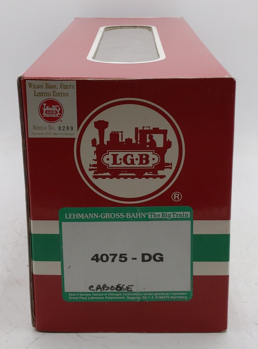 LGB 4075-DG G Scale Wilson Bros. Circus Caboose #28 EX/Box