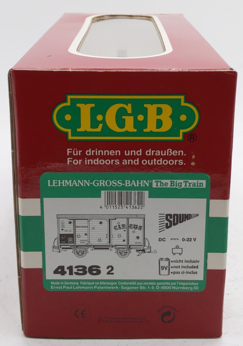LGB 4136S G Scale Circus Sound Car with Sound EX/Box