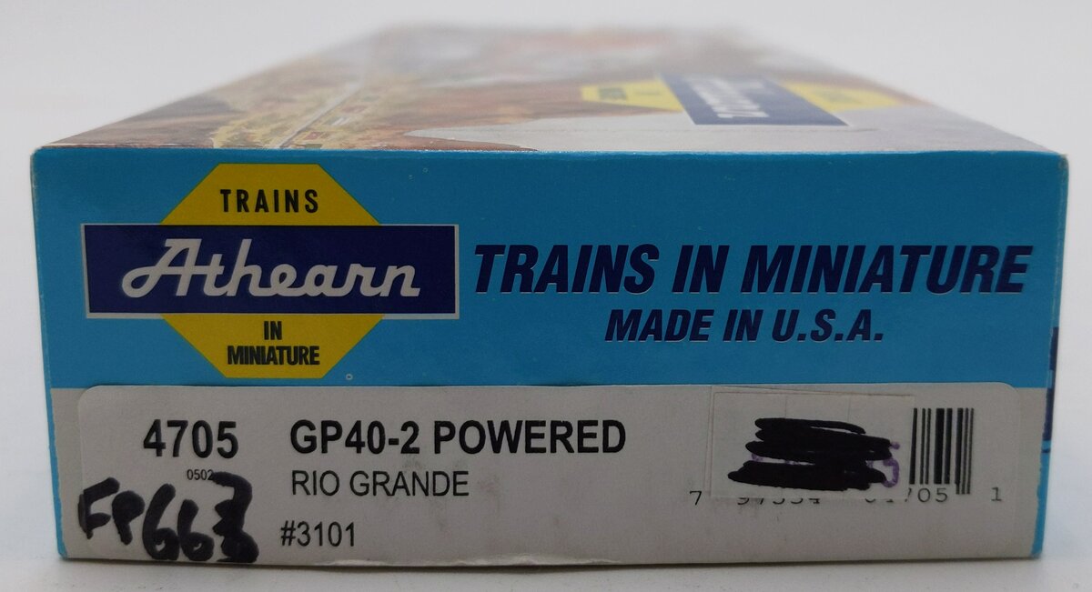 Athearn 4705 HO Scale Rio Grande GP40-2 Powered Diesel Locomotive #3101 EX/Box