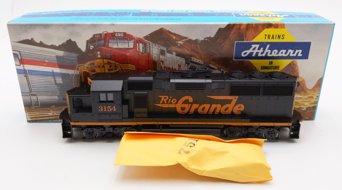 Athearn 4762 HO Scale D&RG GP60 Powered Diesel Locomotive #3154 EX/Box