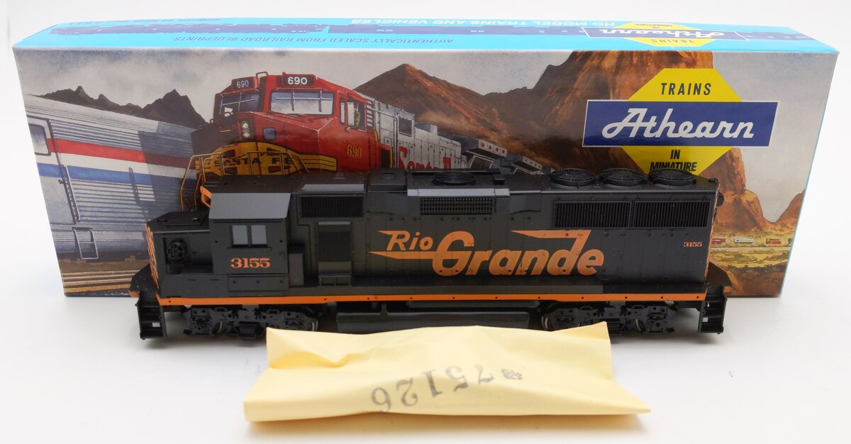 Athearn 4762 HO Scale D&RG GP60 Powered Diesel Locomotive #3155 EX/Box