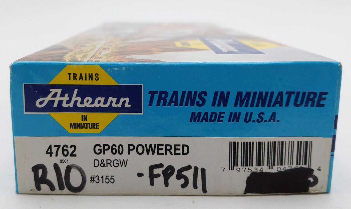 Athearn 4762 HO Scale D&RG GP60 Powered Diesel Locomotive #3155 EX/Box