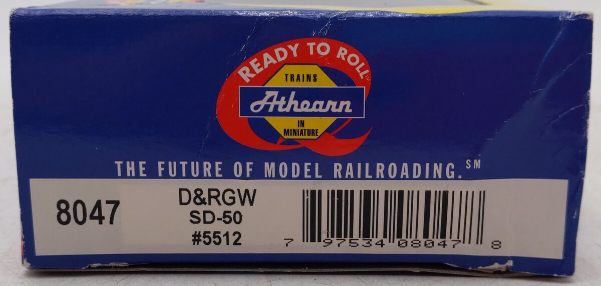 Athearn 8047 HO Scale D&RGW EMD SD50 Diesel Locomotive #5512 EX/Box