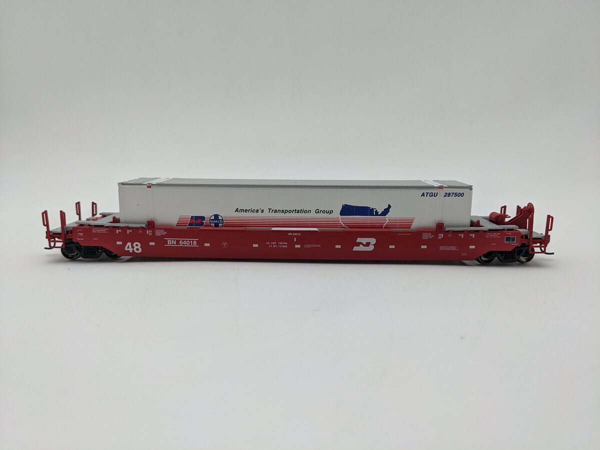 Athearn 72564 HO Scale BN Husky Stack Well Car #64018 EX