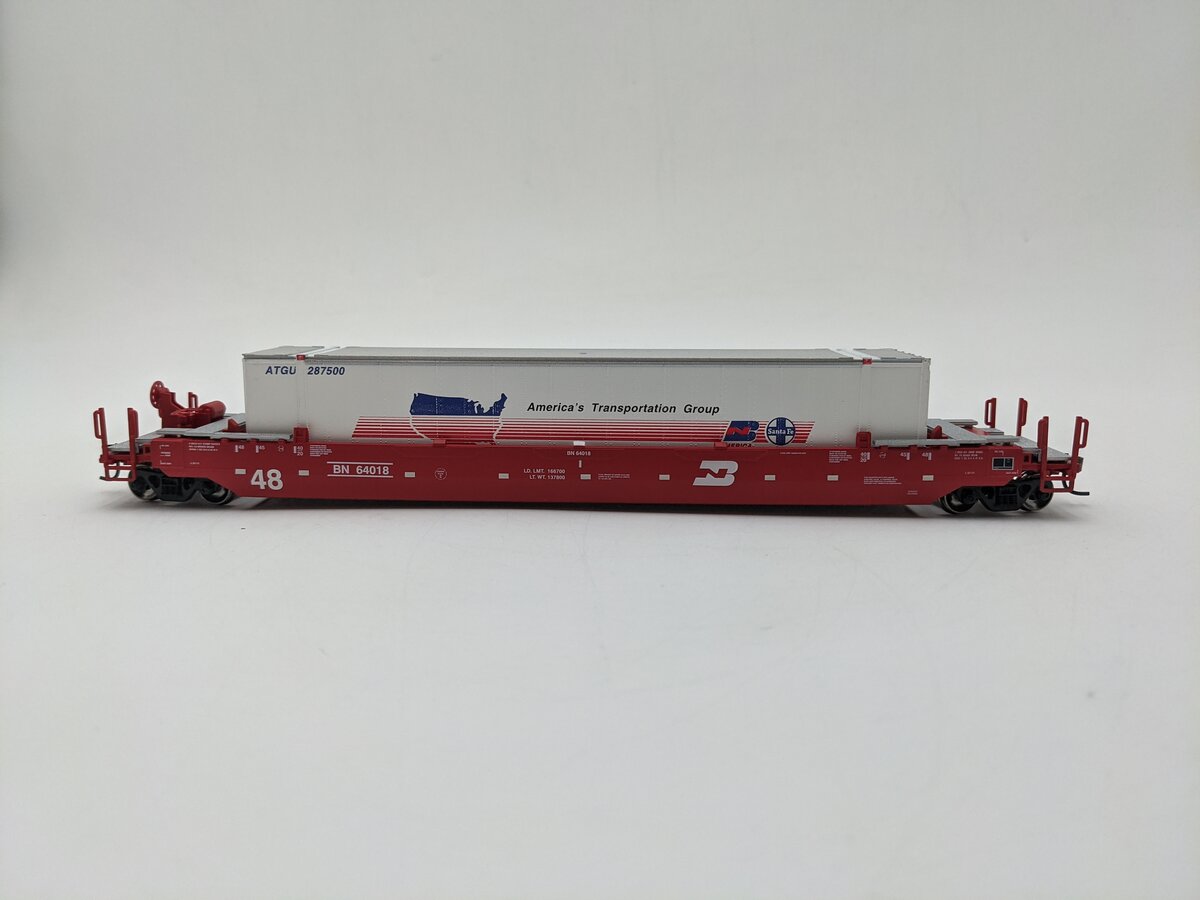 Athearn 72564 HO Scale BN Husky Stack Well Car #64018 EX