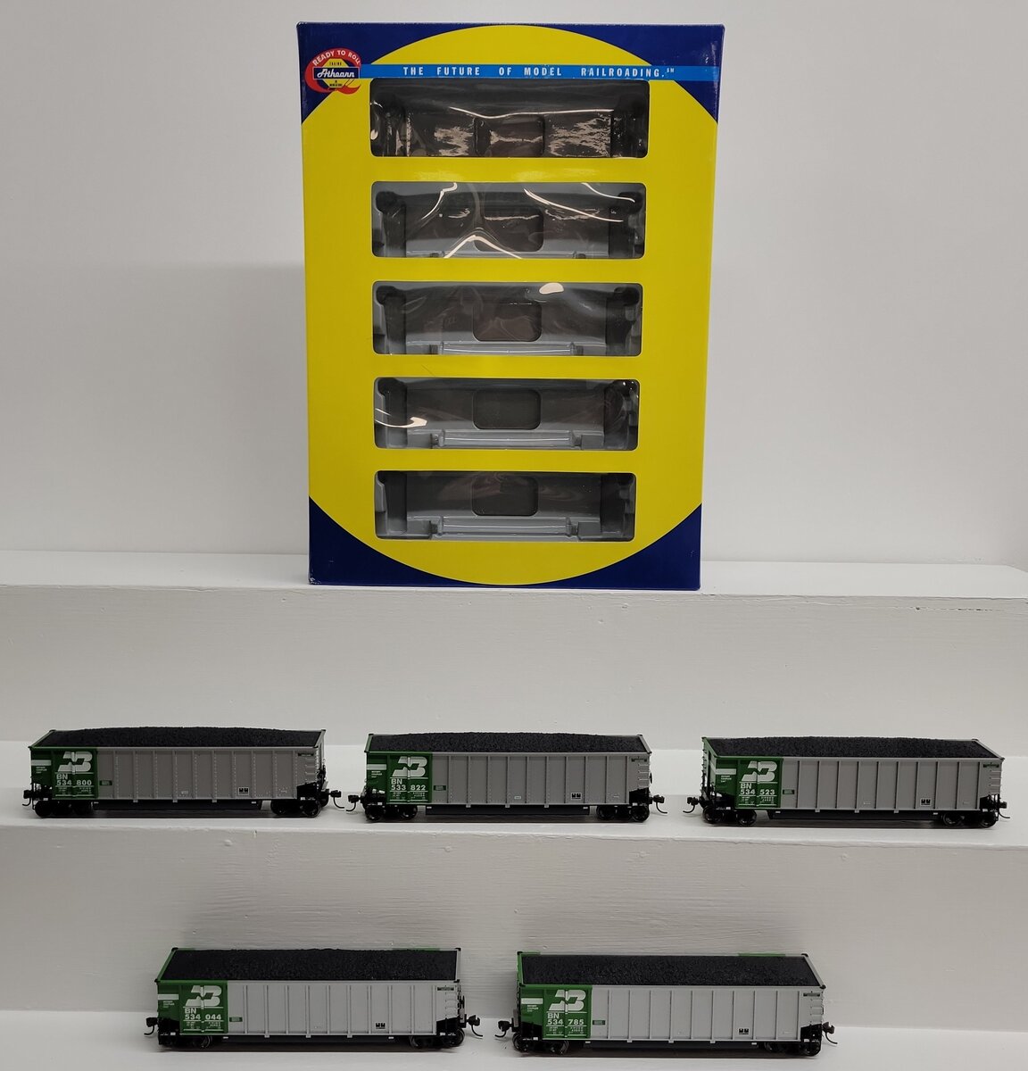 Athearn 93002 HO Scale Burlington Northern #2 NethGon Coalporter 5-Car Set EX/Box