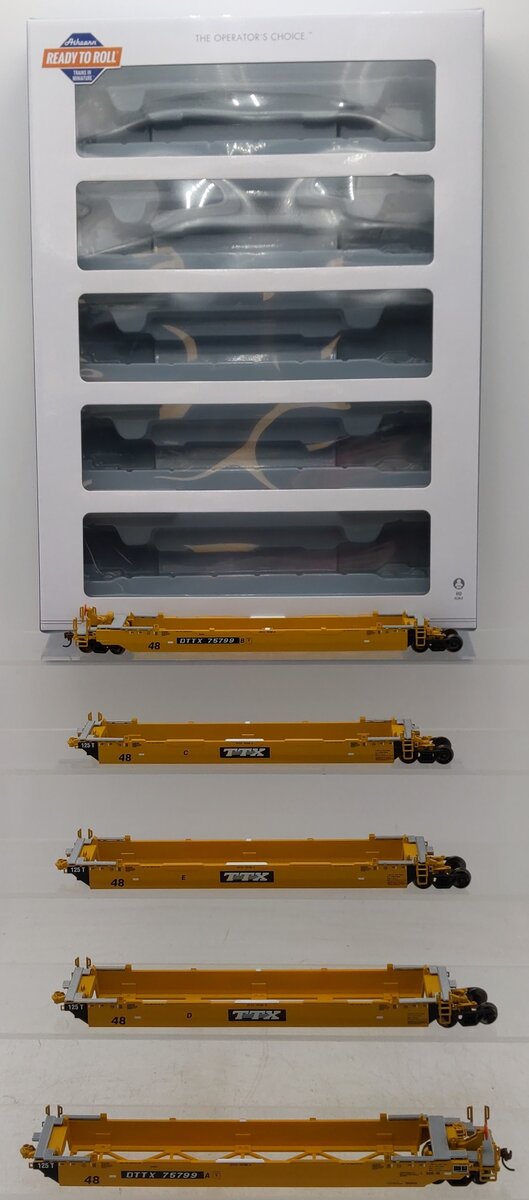 Athearn 15598 HO TTX1991/Black/White Maxi III Well Car Ready-To-Run #75799 (5) LN/Box