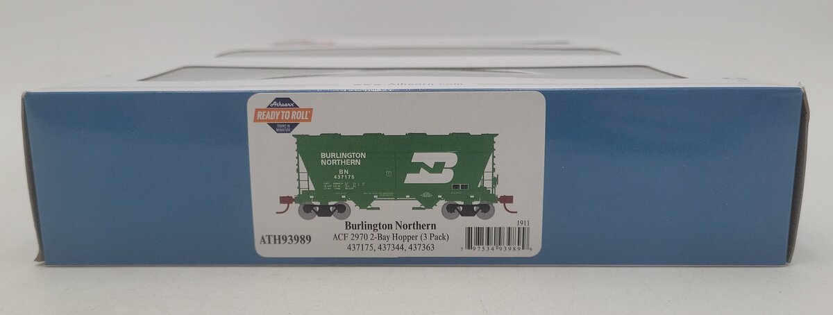 Athearn 93989 HO RTR ACF 2970 Covered Hopper, BN/Green (3) MT/Box