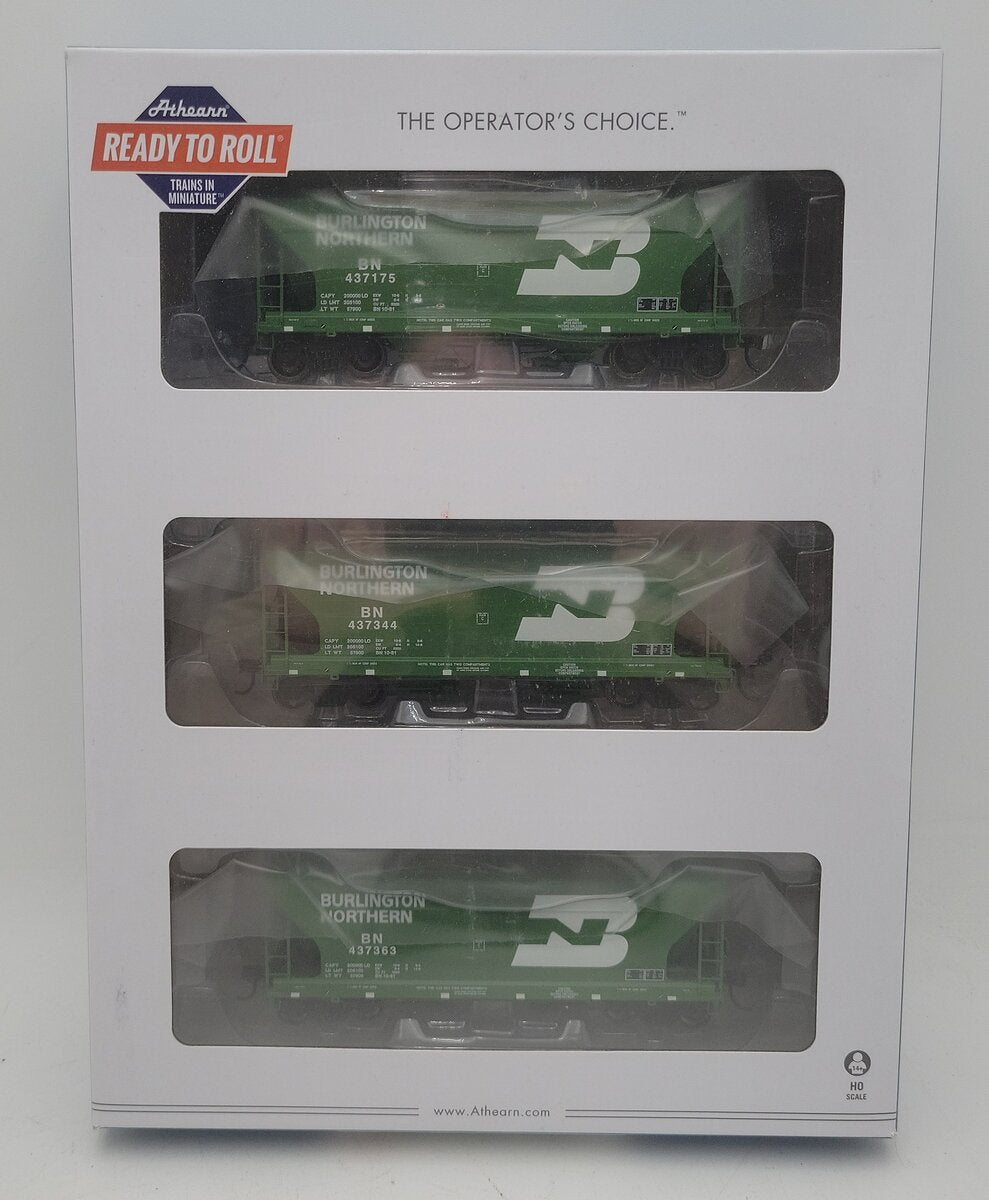 Athearn 93989 HO RTR ACF 2970 Covered Hopper, BN/Green (3) MT/Box